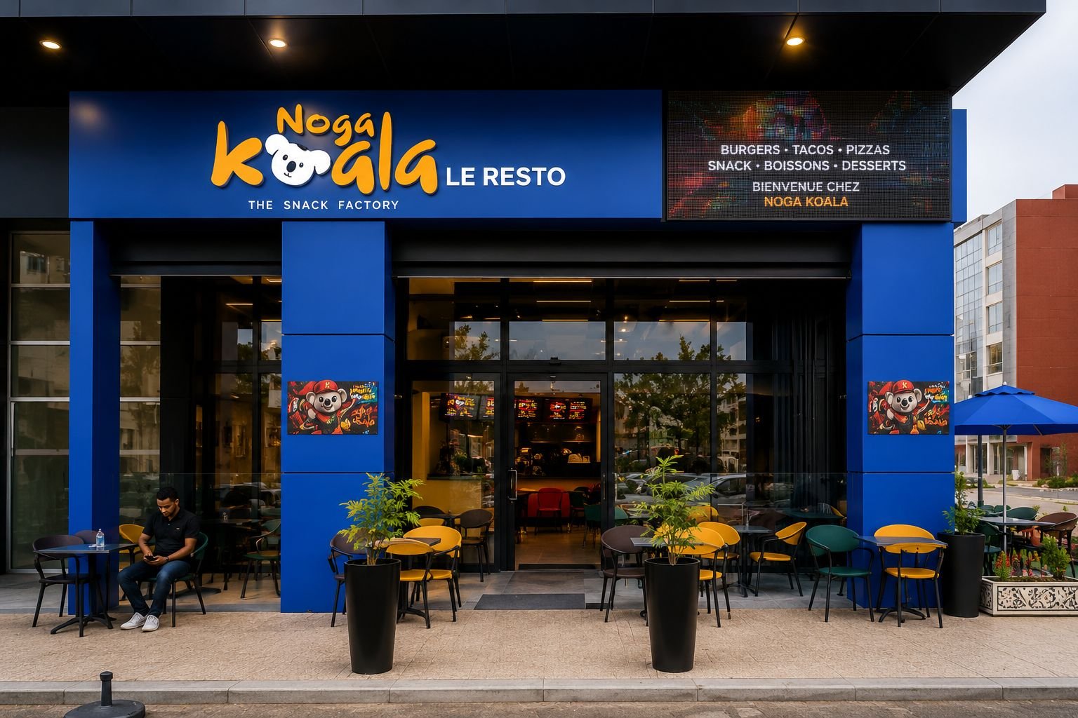 Enseigne du restaurant Noga Koala — projet réalisé par Saida Digital Lab